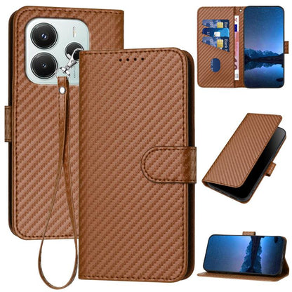 YX0070 Carbon Fiber Buckle Leather Phone Case with Lanyard, For Redmi K80 / Poco F7 Pro, For Redmi Note 14 4G 164.84mm, For Redmi Turbo 4 / Poco X7 Pro, For Redmi Note 14 Pro 4G, For Redmi Note 14 4G 163.25mm, For Redmi Note 14 5G                      ...