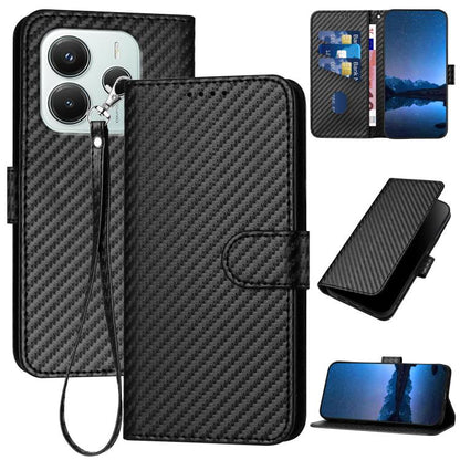 YX0070 Carbon Fiber Buckle Leather Phone Case with Lanyard, For Redmi K80 / Poco F7 Pro, For Redmi Note 14 4G 164.84mm, For Redmi Turbo 4 / Poco X7 Pro, For Redmi Note 14 Pro 4G, For Redmi Note 14 4G 163.25mm, For Redmi Note 14 5G                      ...