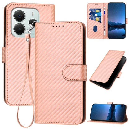 YX0070 Carbon Fiber Buckle Leather Phone Case with Lanyard, For Redmi K80 / Poco F7 Pro, For Redmi Note 14 4G 164.84mm, For Redmi Turbo 4 / Poco X7 Pro, For Redmi Note 14 Pro 4G, For Redmi Note 14 4G 163.25mm, For Redmi Note 14 5G                      ...