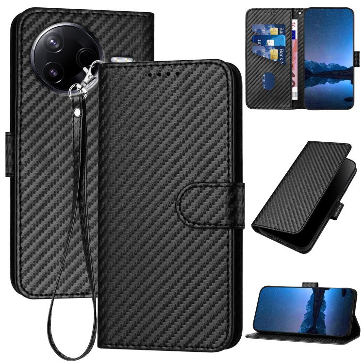 YX0070 Carbon Fiber Buckle Leather Phone Case with Lanyard, For Redmi K80 / Poco F7 Pro, For Redmi Note 14 4G 164.84mm, For Redmi Turbo 4 / Poco X7 Pro, For Redmi Note 14 Pro 4G, For Redmi Note 14 4G 163.25mm, For Redmi Note 14 5G                      ...