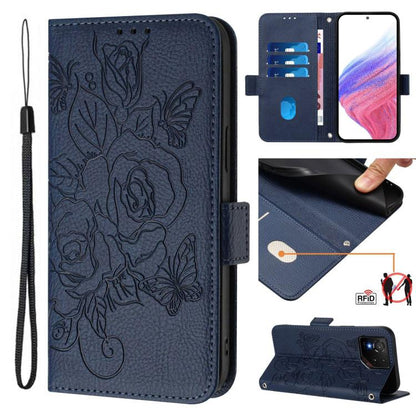 Embossed Rose RFID Anti-theft Leather Phone Case, For Asus Zenfone 12 Ultra, For Asus ROG Phone 9 / 9 Pro, For Asus Zenfone 11 Ultra, For Asus ROG Phone 8 / 8 Pro