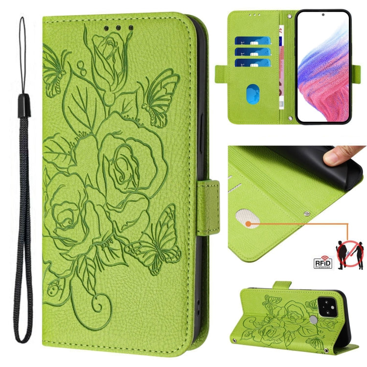 Embossed Rose RFID Anti-theft Leather Phone Case, For Google Pixel 6, For Google Pixel 5a, For Google Pixel 5, For Google Pixel 5 XL / 4a 5G