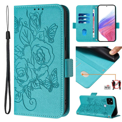 Embossed Rose RFID Anti-theft Leather Phone Case, For Google Pixel 6, For Google Pixel 5a, For Google Pixel 5, For Google Pixel 5 XL / 4a 5G