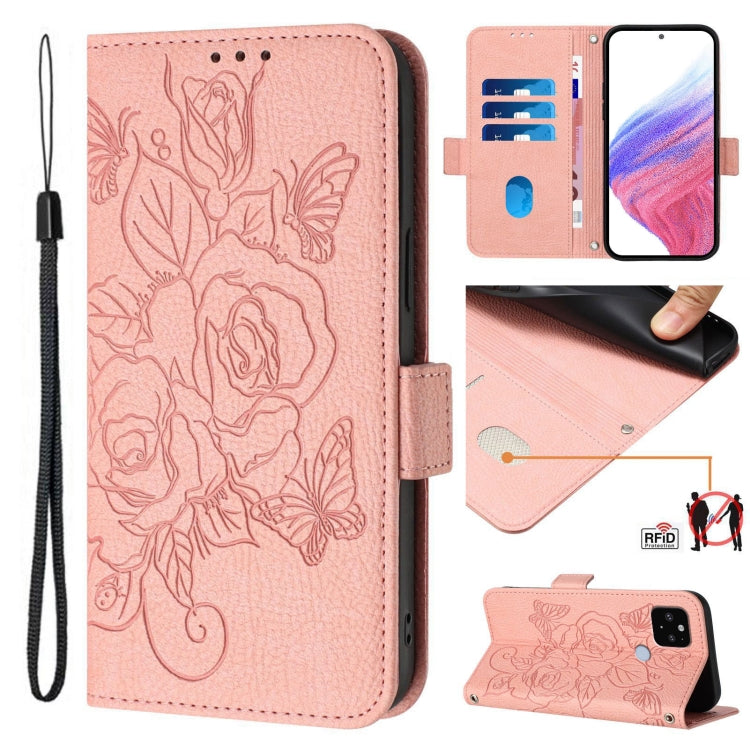 Embossed Rose RFID Anti-theft Leather Phone Case, For Google Pixel 6, For Google Pixel 5a, For Google Pixel 5, For Google Pixel 5 XL / 4a 5G
