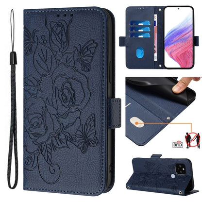 Embossed Rose RFID Anti-theft Leather Phone Case, For Google Pixel 6, For Google Pixel 5a, For Google Pixel 5, For Google Pixel 5 XL / 4a 5G