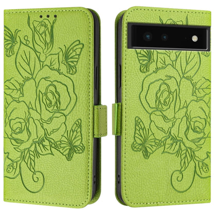 Embossed Rose RFID Anti-theft Leather Phone Case, For Google Pixel 6, For Google Pixel 5a, For Google Pixel 5, For Google Pixel 5 XL / 4a 5G