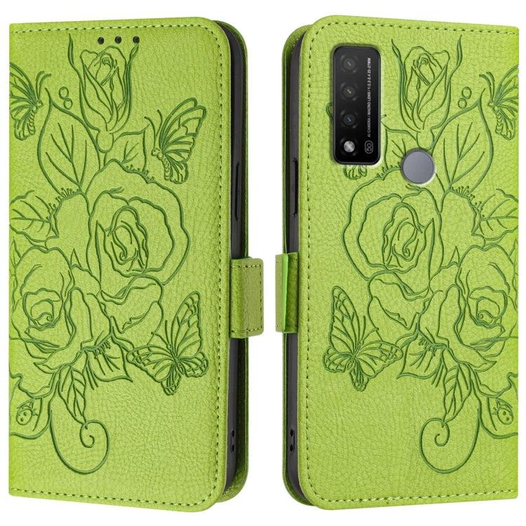 Embossed Rose RFID Anti-theft Leather Phone Case, For TCL 20 R 5G