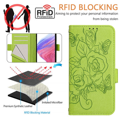 Embossed Rose RFID Anti-theft Leather Phone Case, For OnePlus Nord N10 5G