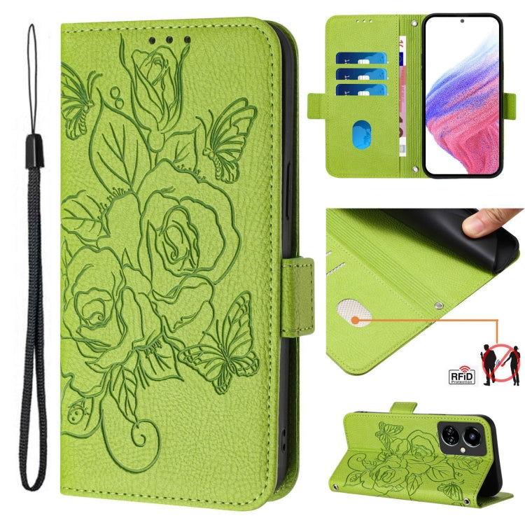 Embossed Rose RFID Anti-theft Leather Phone Case, For Tecno Spark Go 2023 / Pop 7 / Pop 7 Pro, For Tecno Spark 10 5G, For Tecno Spark 10C, For Tecno Spark 10 4G, For Tecno Spark 10 Pro, For Tecno Camon 19 Pro 5G, For Tecno Pova 4 Pro, For Tecno Pova 4 ...