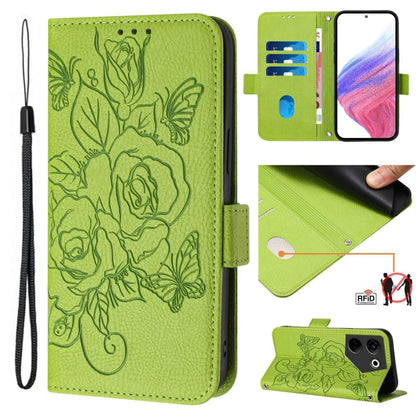 Embossed Rose RFID Anti-theft Leather Phone Case, For Tecno Pova 6 Neo, For Tecno Pova 6 4G, For Tecno Pova 6 5G / 6 Pro, For Tecno Camon 30 Pro 5G, For Tecno Camon 30 5G / 4G, For Tecno Spark 20 Pro+, For Tecno Spark 20 Pro                            ...