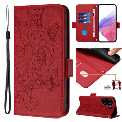 Embossed Rose RFID Anti-theft Leather Phone Case, For Tecno Pova 6 Neo, For Tecno Pova 6 4G, For Tecno Pova 6 5G / 6 Pro, For Tecno Camon 30 Pro 5G, For Tecno Camon 30 5G / 4G, For Tecno Spark 20 Pro+, For Tecno Spark 20 Pro                            ...