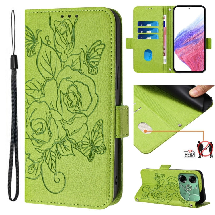 Embossed Rose RFID Anti-theft Leather Phone Case, For Tecno Pova 6 Neo, For Tecno Pova 6 4G, For Tecno Pova 6 5G / 6 Pro, For Tecno Camon 30 Pro 5G, For Tecno Camon 30 5G / 4G, For Tecno Spark 20 Pro+, For Tecno Spark 20 Pro                            ...