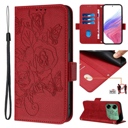 Embossed Rose RFID Anti-theft Leather Phone Case, For Tecno Pova 6 Neo, For Tecno Pova 6 4G, For Tecno Pova 6 5G / 6 Pro, For Tecno Camon 30 Pro 5G, For Tecno Camon 30 5G / 4G, For Tecno Spark 20 Pro+, For Tecno Spark 20 Pro                            ...