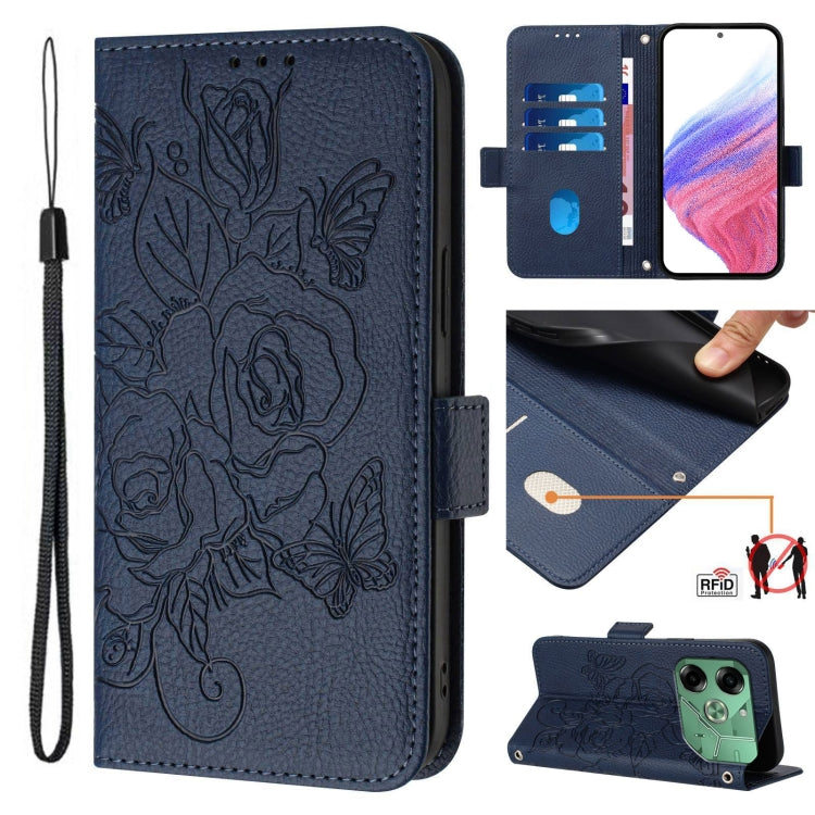 Embossed Rose RFID Anti-theft Leather Phone Case, For Tecno Pova 6 Neo, For Tecno Pova 6 4G, For Tecno Pova 6 5G / 6 Pro, For Tecno Camon 30 Pro 5G, For Tecno Camon 30 5G / 4G, For Tecno Spark 20 Pro+, For Tecno Spark 20 Pro                            ...