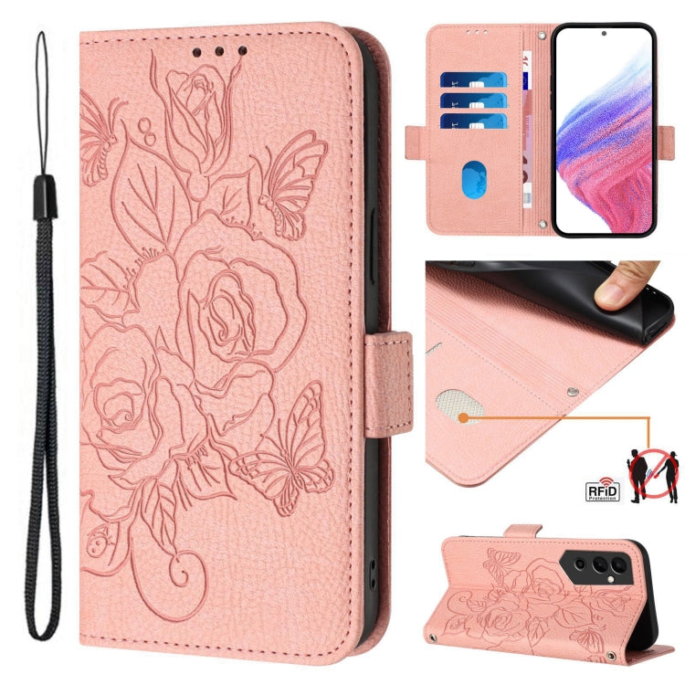Embossed Rose RFID Anti-theft Leather Phone Case, For Tecno Spark Go 2023 / Pop 7 / Pop 7 Pro, For Tecno Spark 10 5G, For Tecno Spark 10C, For Tecno Spark 10 4G, For Tecno Spark 10 Pro, For Tecno Camon 19 Pro 5G, For Tecno Pova 4 Pro, For Tecno Pova 4 ...