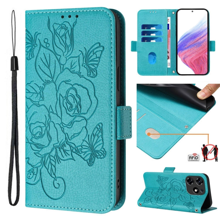 Embossed Rose RFID Anti-theft Leather Phone Case, For Tecno Spark Go 2023 / Pop 7 / Pop 7 Pro, For Tecno Spark 10 5G, For Tecno Spark 10C, For Tecno Spark 10 4G, For Tecno Spark 10 Pro, For Tecno Camon 19 Pro 5G, For Tecno Pova 4 Pro, For Tecno Pova 4 ...