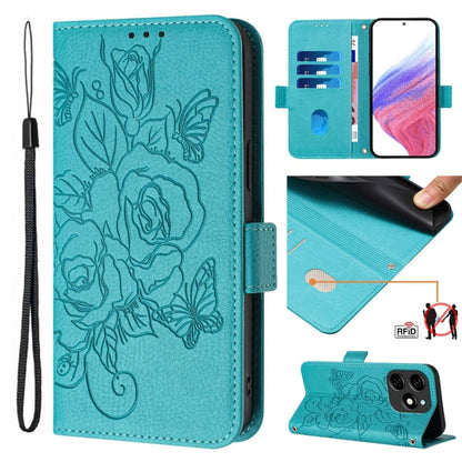 Embossed Rose RFID Anti-theft Leather Phone Case, For Tecno Pova 6 Neo, For Tecno Pova 6 4G, For Tecno Pova 6 5G / 6 Pro, For Tecno Camon 30 Pro 5G, For Tecno Camon 30 5G / 4G, For Tecno Spark 20 Pro+, For Tecno Spark 20 Pro                            ...