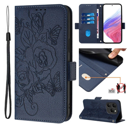 Embossed Rose RFID Anti-theft Leather Phone Case, For Tecno Pova 6 Neo, For Tecno Pova 6 4G, For Tecno Pova 6 5G / 6 Pro, For Tecno Camon 30 Pro 5G, For Tecno Camon 30 5G / 4G, For Tecno Spark 20 Pro+, For Tecno Spark 20 Pro                            ...