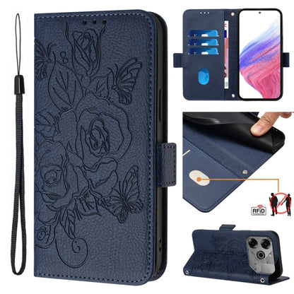 Embossed Rose RFID Anti-theft Leather Phone Case, For Tecno Pova 6 Neo, For Tecno Pova 6 4G, For Tecno Pova 6 5G / 6 Pro, For Tecno Camon 30 Pro 5G, For Tecno Camon 30 5G / 4G, For Tecno Spark 20 Pro+, For Tecno Spark 20 Pro                            ...