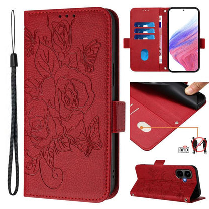 Embossed Rose RFID Anti-theft Leather Phone Case, For Tecno Camon 50 Pro 4G, For Tecno Camon 50 4G, For Tecno Spark Slim 5G, For Tecno Pop 10 / Infinix Smart 10 4G, For Tecno Camon 40 Pro 4G, For Tecno Camon 40 Premier, For Tecno Camon 40 4G           ...