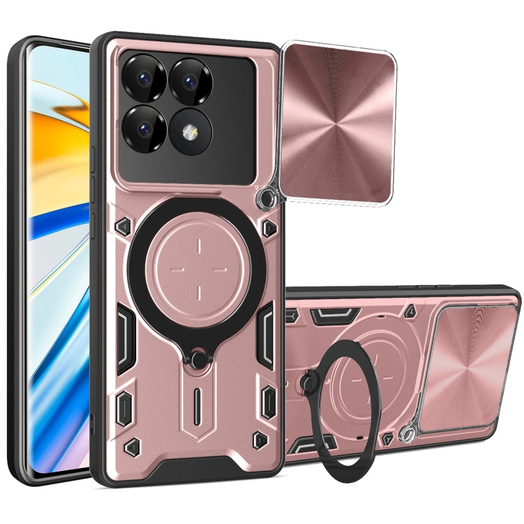 CD Texture Sliding Camshield Magnetic Holder Phone Case, For Xiaomi Poco F6 Pro, For Xiaomi Poco X4 GT
