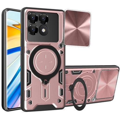 CD Texture Sliding Camshield Magnetic Holder Phone Case, For Xiaomi Poco F6 Pro, For Xiaomi Poco X4 GT
