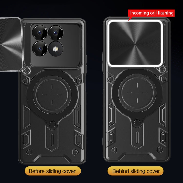 CD Texture Sliding Camshield Magnetic Holder Phone Case, For Xiaomi Poco F6 Pro, For Xiaomi Poco X4 GT