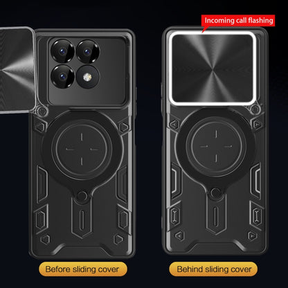 CD Texture Sliding Camshield Magnetic Holder Phone Case, For Xiaomi Poco F6 Pro, For Xiaomi Poco X4 GT
