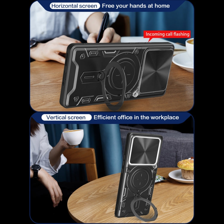 CD Texture Sliding Camshield Magnetic Holder Phone Case, For Xiaomi Poco F6 Pro, For Xiaomi Poco X4 GT