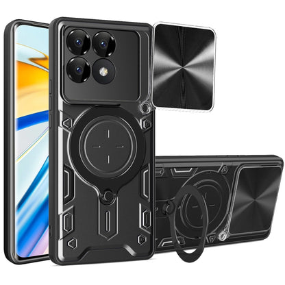 CD Texture Sliding Camshield Magnetic Holder Phone Case, For Xiaomi Poco F6 Pro, For Xiaomi Poco X4 GT