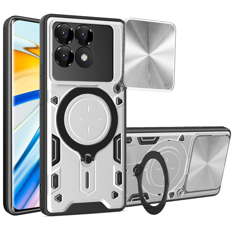 CD Texture Sliding Camshield Magnetic Holder Phone Case, For Xiaomi Poco F6 Pro, For Xiaomi Poco X4 GT
