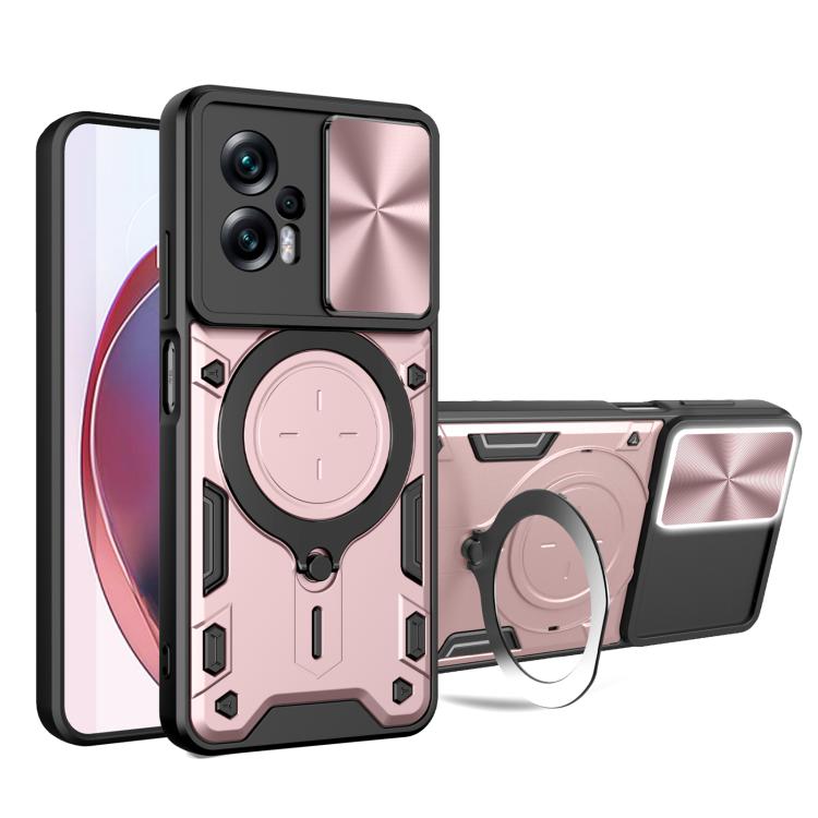 CD Texture Sliding Camshield Magnetic Holder Phone Case, For Xiaomi Poco F6 Pro, For Xiaomi Poco X4 GT