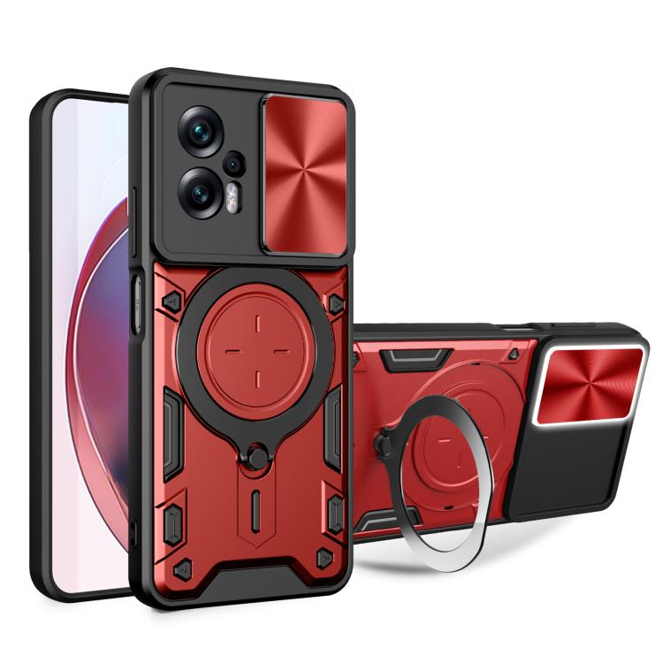 CD Texture Sliding Camshield Magnetic Holder Phone Case, For Xiaomi Poco F6 Pro, For Xiaomi Poco X4 GT