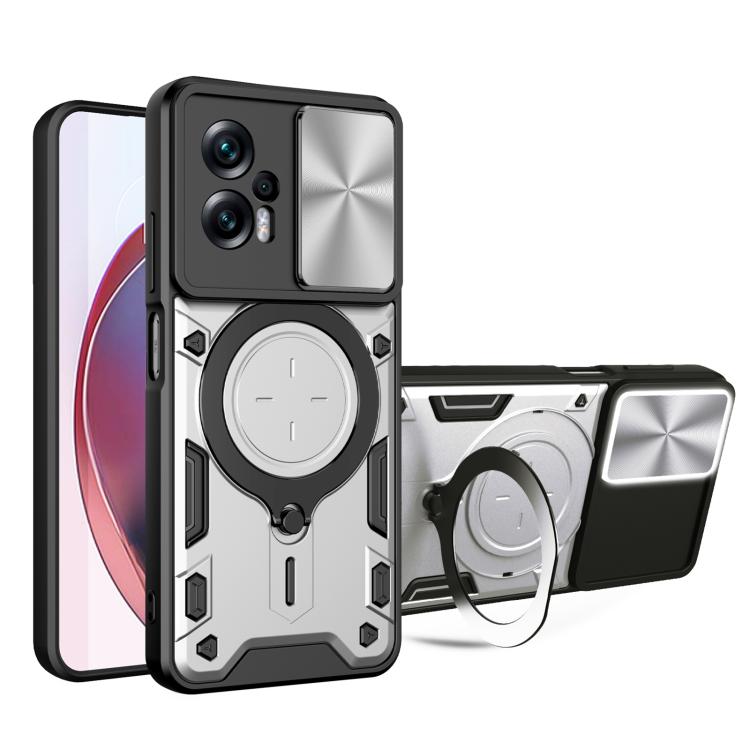CD Texture Sliding Camshield Magnetic Holder Phone Case, For Xiaomi Poco F6 Pro, For Xiaomi Poco X4 GT