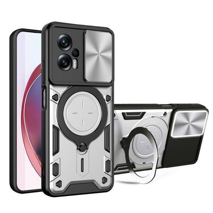 CD Texture Sliding Camshield Magnetic Holder Phone Case, For Xiaomi Poco F6 Pro, For Xiaomi Poco X4 GT