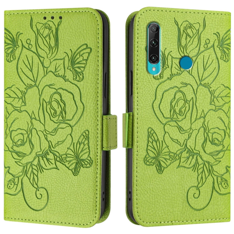Green embossed floral leather-style phone folio case with dual side panels