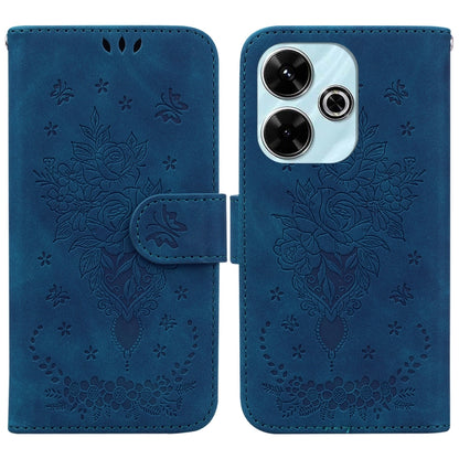 Butterfly Rose Embossed Leather Phone Case, For Redmi 14C 4G, For Redmi 13 4G, For Redmi K70 / K70 Pro
