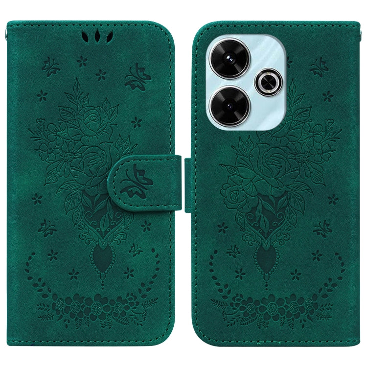 Butterfly Rose Embossed Leather Phone Case, For Redmi 14C 4G, For Redmi 13 4G, For Redmi K70 / K70 Pro