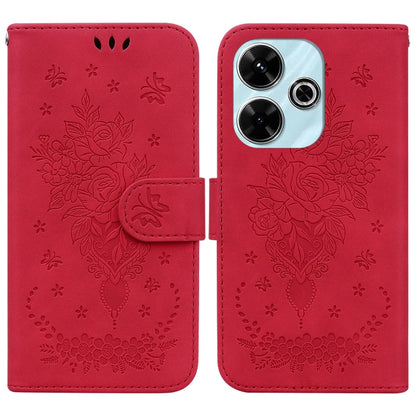 Butterfly Rose Embossed Leather Phone Case, For Redmi 14C 4G, For Redmi 13 4G, For Redmi K70 / K70 Pro