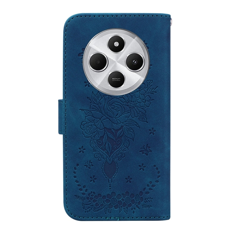 Butterfly Rose Embossed Leather Phone Case, For Redmi 14C 4G, For Redmi 13 4G, For Redmi K70 / K70 Pro