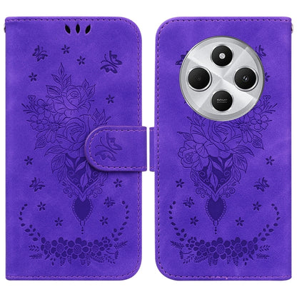 Butterfly Rose Embossed Leather Phone Case, For Redmi 14C 4G, For Redmi 13 4G, For Redmi K70 / K70 Pro