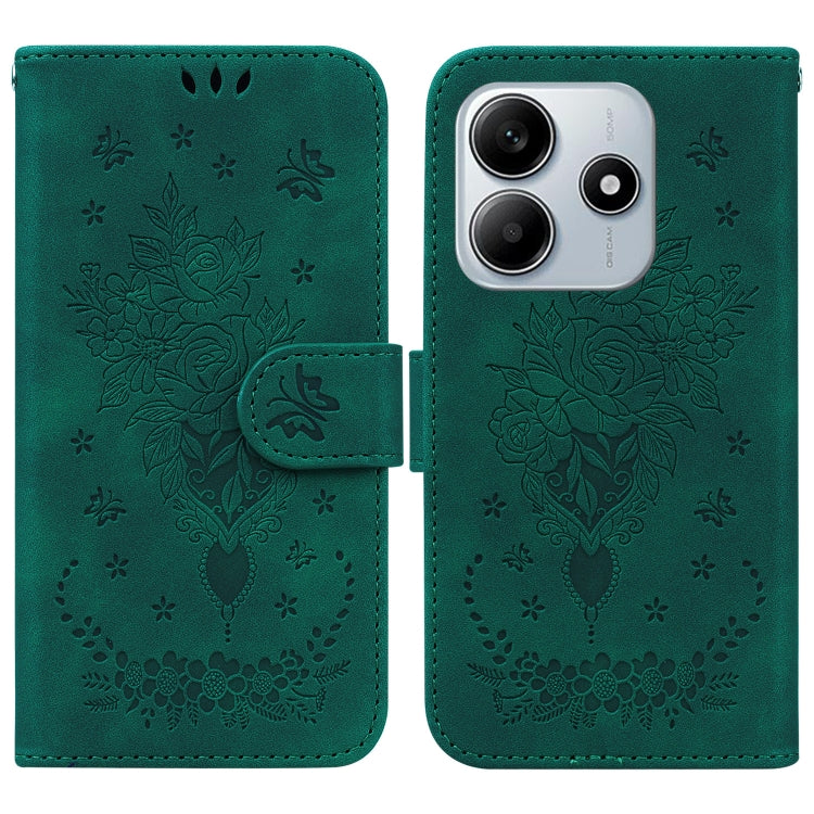 Butterfly Rose Embossed Leather Phone Case, For Redmi A7 Pro 4G / 5G 171mm / Poco C85x 5G, For Redmi Turbo 5 Max 5G / Poco X8 Pro Max 5G, For Redmi Turbo 5 5G / Poco X8 Pro 5G, For Redmi Note 15 Pro+ 5G 163.3mm / Poco M8 Pro 5G                         ...