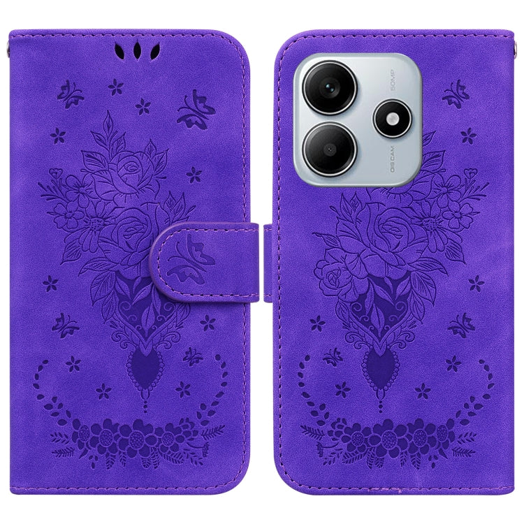 Butterfly Rose Embossed Leather Phone Case, For Redmi A7 Pro 4G / 5G 171mm / Poco C85x 5G, For Redmi Turbo 5 Max 5G / Poco X8 Pro Max 5G, For Redmi Turbo 5 5G / Poco X8 Pro 5G, For Redmi Note 15 Pro+ 5G 163.3mm / Poco M8 Pro 5G                         ...