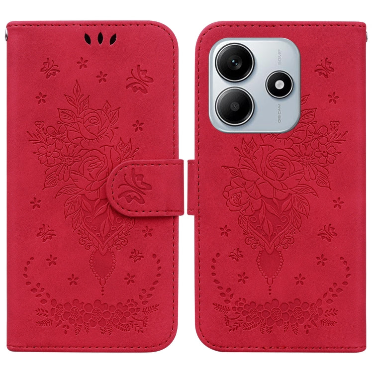 Butterfly Rose Embossed Leather Phone Case, For Redmi A7 Pro 4G / 5G 171mm / Poco C85x 5G, For Redmi Turbo 5 Max 5G / Poco X8 Pro Max 5G, For Redmi Turbo 5 5G / Poco X8 Pro 5G, For Redmi Note 15 Pro+ 5G 163.3mm / Poco M8 Pro 5G                         ...