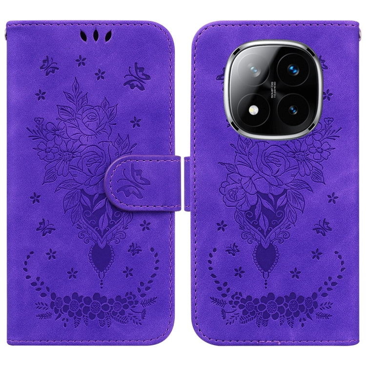Butterfly Rose Embossed Leather Phone Case, For Redmi A7 Pro 4G / 5G 171mm / Poco C85x 5G, For Redmi Turbo 5 Max 5G / Poco X8 Pro Max 5G, For Redmi Turbo 5 5G / Poco X8 Pro 5G, For Redmi Note 15 Pro+ 5G 163.3mm / Poco M8 Pro 5G                         ...