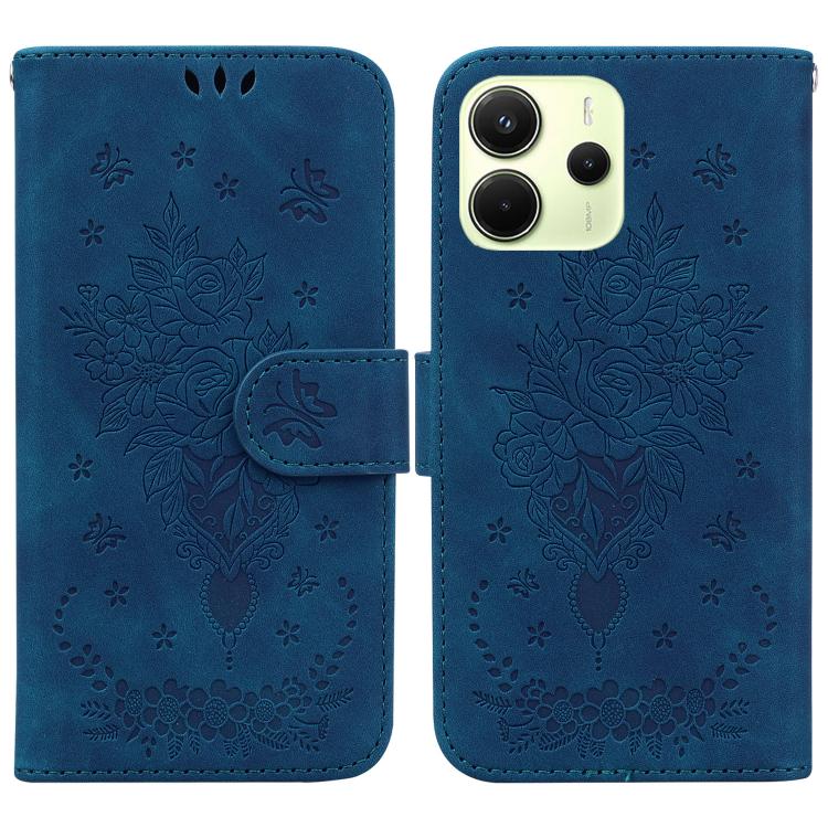 Butterfly Rose Embossed Leather Phone Case, For Redmi A7 Pro 4G / 5G 171mm / Poco C85x 5G, For Redmi Turbo 5 Max 5G / Poco X8 Pro Max 5G, For Redmi Turbo 5 5G / Poco X8 Pro 5G, For Redmi Note 15 Pro+ 5G 163.3mm / Poco M8 Pro 5G                         ...