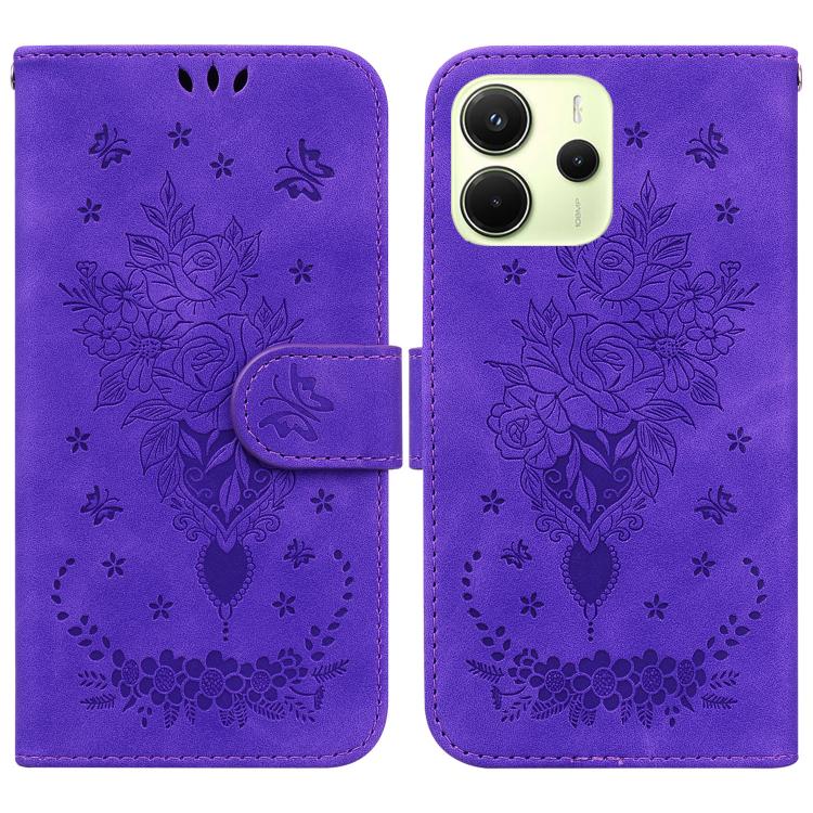 Butterfly Rose Embossed Leather Phone Case, For Redmi A7 Pro 4G / 5G 171mm / Poco C85x 5G, For Redmi Turbo 5 Max 5G / Poco X8 Pro Max 5G, For Redmi Turbo 5 5G / Poco X8 Pro 5G, For Redmi Note 15 Pro+ 5G 163.3mm / Poco M8 Pro 5G                         ...