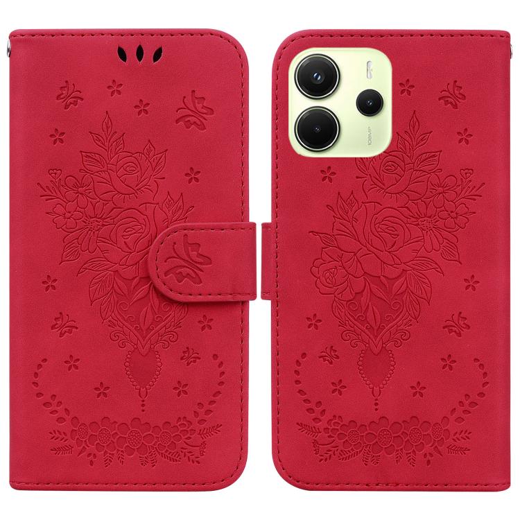 Butterfly Rose Embossed Leather Phone Case, For Redmi A7 Pro 4G / 5G 171mm / Poco C85x 5G, For Redmi Turbo 5 Max 5G / Poco X8 Pro Max 5G, For Redmi Turbo 5 5G / Poco X8 Pro 5G, For Redmi Note 15 Pro+ 5G 163.3mm / Poco M8 Pro 5G                         ...