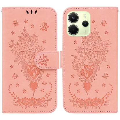 Butterfly Rose Embossed Leather Phone Case, For Redmi A7 Pro 4G / 5G 171mm / Poco C85x 5G, For Redmi Turbo 5 Max 5G / Poco X8 Pro Max 5G, For Redmi Turbo 5 5G / Poco X8 Pro 5G, For Redmi Note 15 Pro+ 5G 163.3mm / Poco M8 Pro 5G                         ...