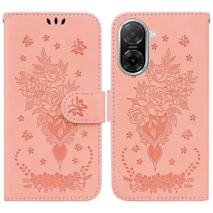 Butterfly Rose Embossed Leather Phone Case, For Redmi A7 Pro 4G / 5G 171mm / Poco C85x 5G, For Redmi Turbo 5 Max 5G / Poco X8 Pro Max 5G, For Redmi Turbo 5 5G / Poco X8 Pro 5G, For Redmi Note 15 Pro+ 5G 163.3mm / Poco M8 Pro 5G                         ...